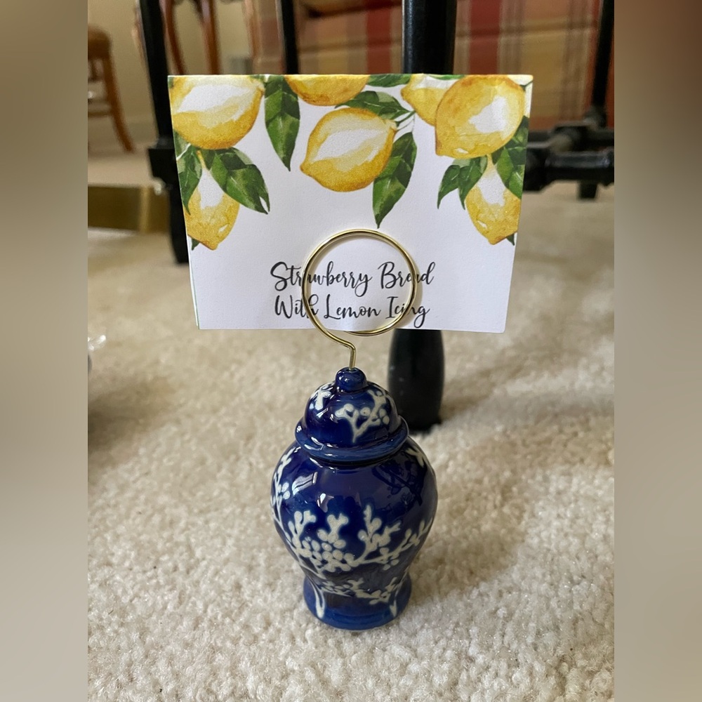 Set of 9 Ginger Jar Chinoiserie Place Card Holders or Food Signs